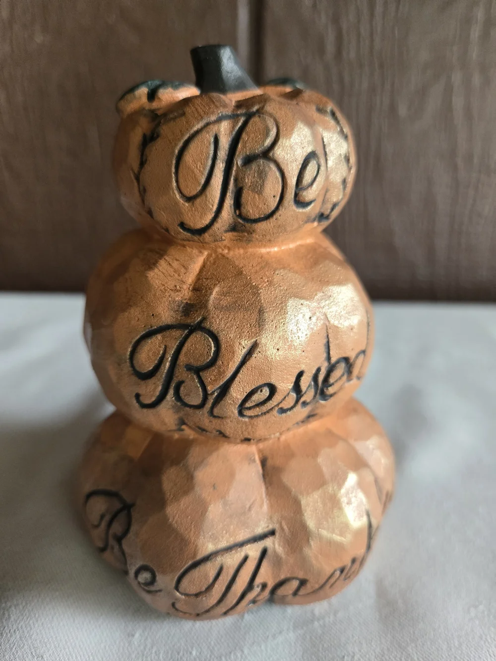 Be Blessed Be Thankful Stacked Pumpkin Decor